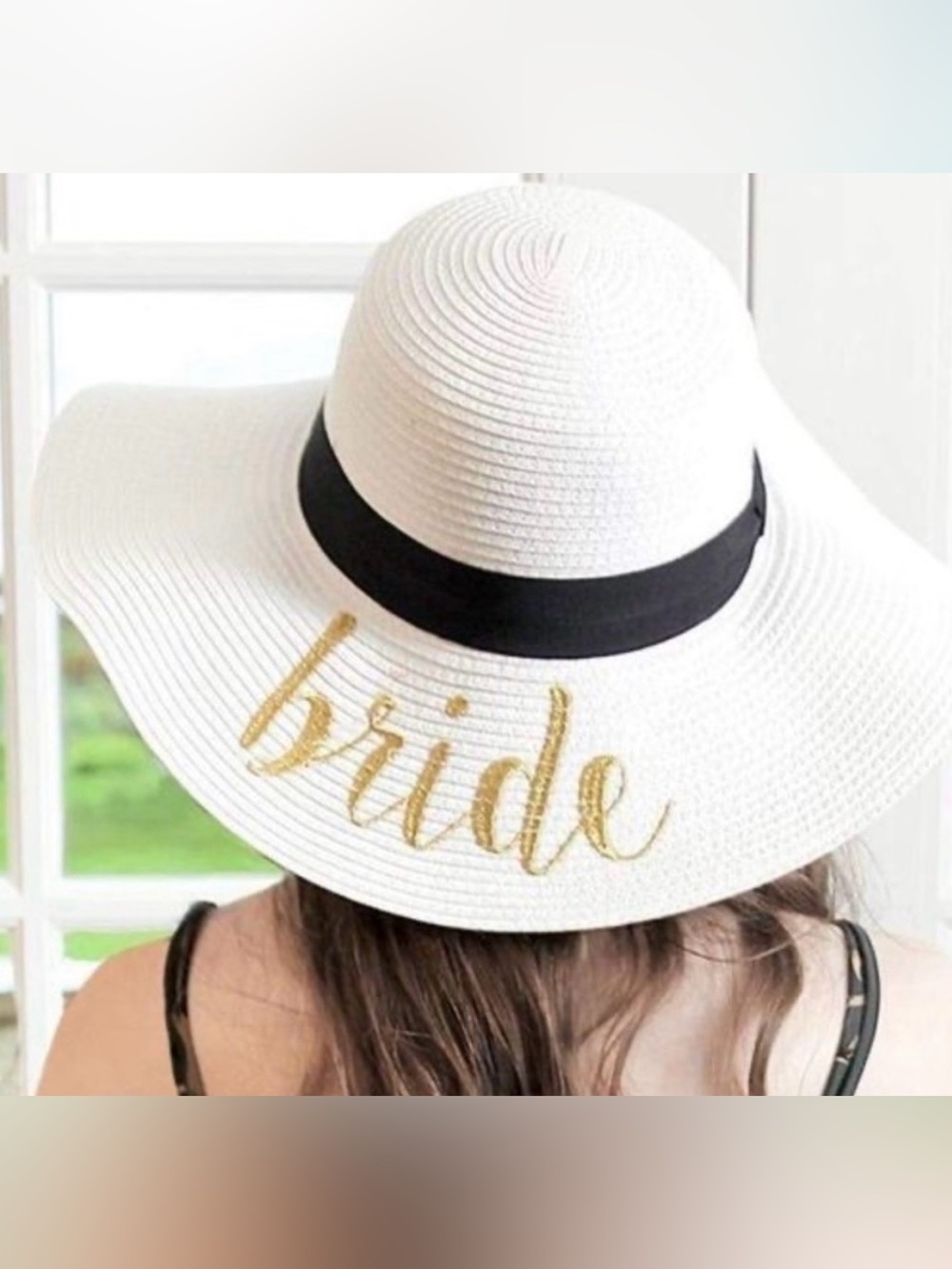 C.C. Sun Hat with Gold Lettering Bride bachelorette honeymoon packable